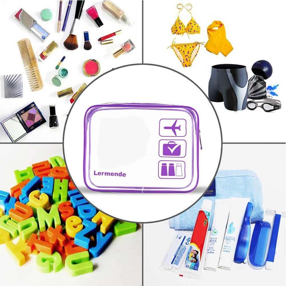 Lermende – Bolsa de aseo, 2 unidades, transparente, aprobada por la TSA, bolsa de viaje de un cuarto, tamaño 3-1-1, talla única