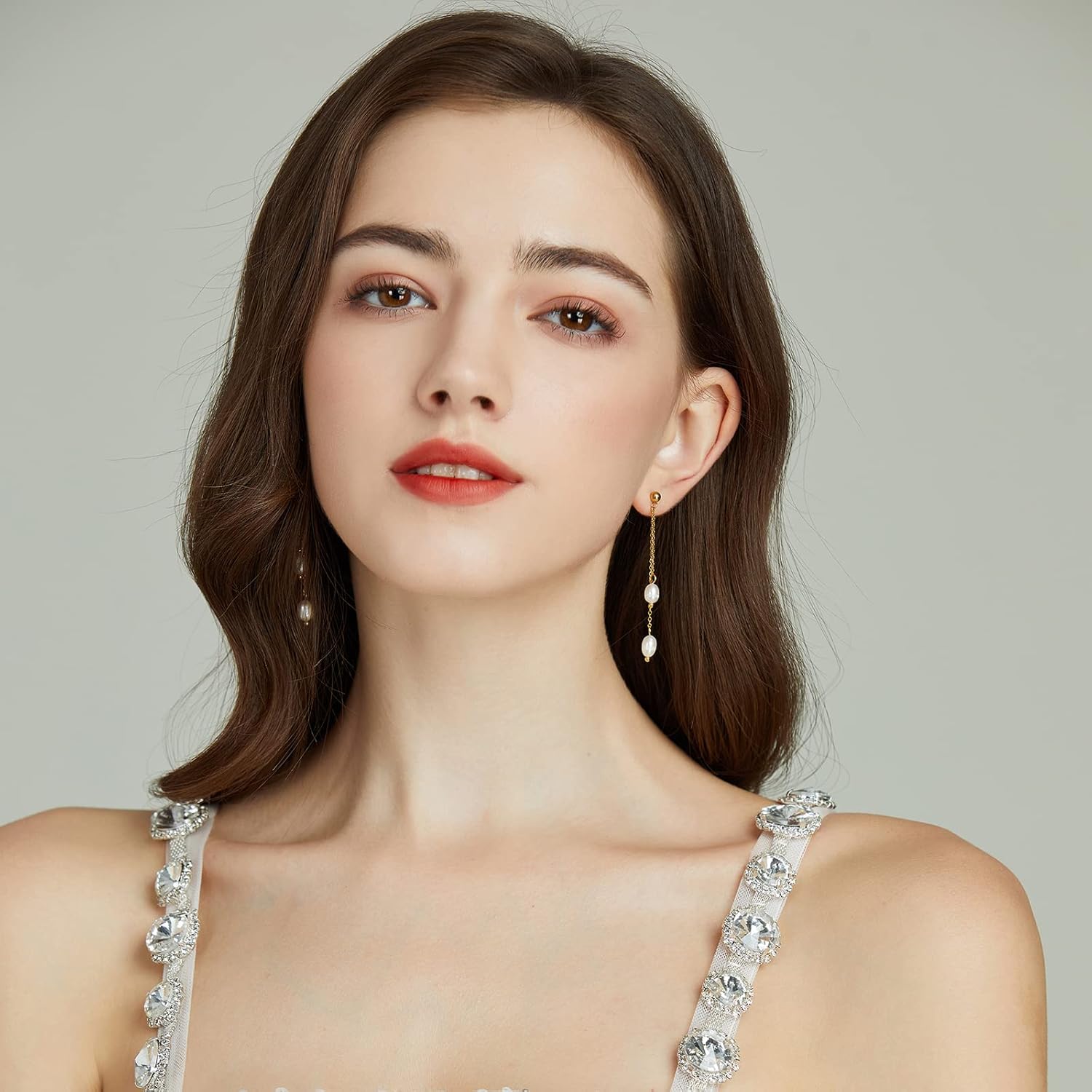 Pearl Tassel Earrings for Women Gold Pearl Drop Earrings Dangling Long Pearl Dangle Earrings for Brides Bridesmaid Prom Anniversary