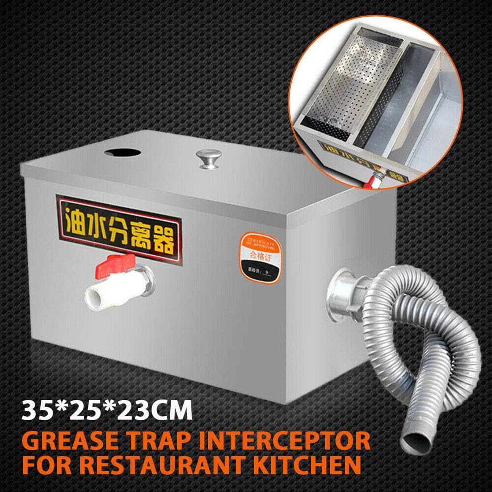 Interceptor de trampa de grasa de acero inoxidable, interceptor de trampa de grasa para aguas residuales de agua y aceite de cocina con filtro de