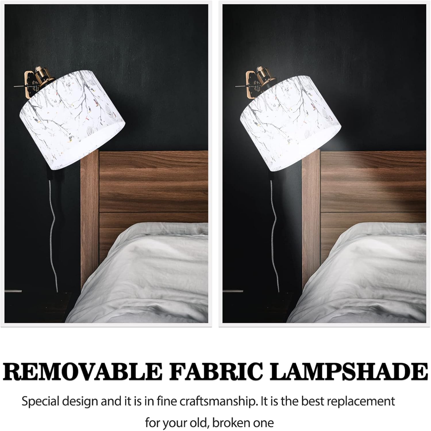 OSALADI Pantalla de lámpara de tambor de tinta estilo pintura pantalla de tela decorativa cubierta de pantalla de luz para hotel, hogar, sala de