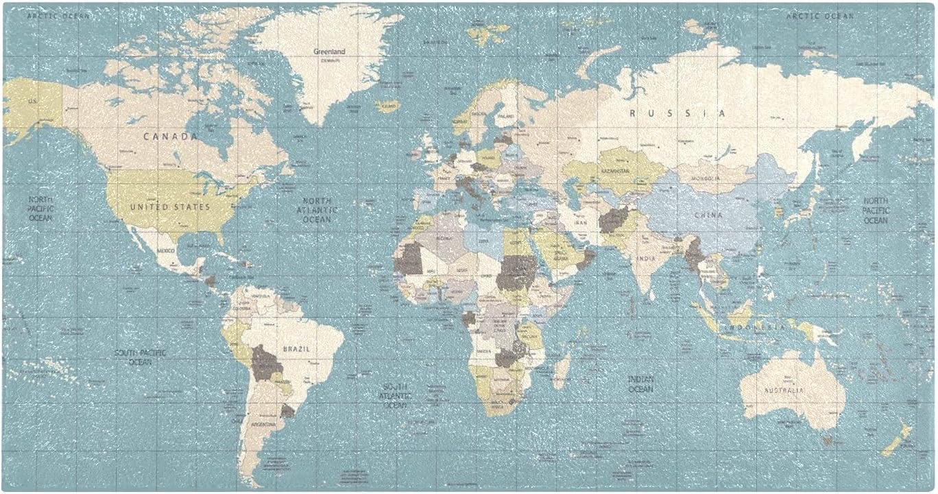 Joisal World Map – Alfombra de baño absorbente, cómoda alfombra de baño antideslizante, duradera y esponjosa, 39 x 20 pulgadas