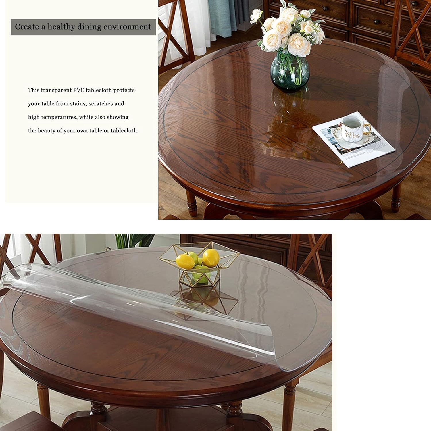 JYFZYTLL Protector de mesa transparente de 0.079 in de grosor, mantel redondo impermeable, diámetro de 16 a 55 pulgadas, almohadillas para mesas de