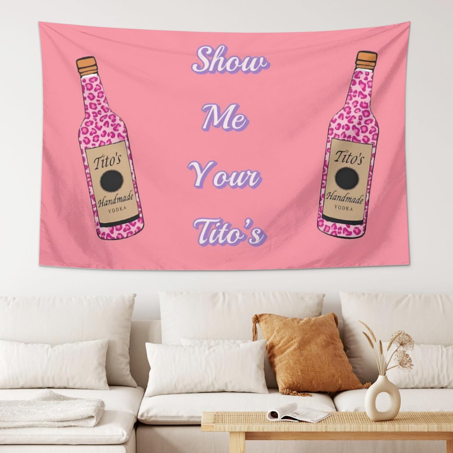 Smacget Tapiz rosa divertido y pequeño para adolescentes, decoración estética, tapiz para colgar en la pared, arte de pared, decoración de fiesta,