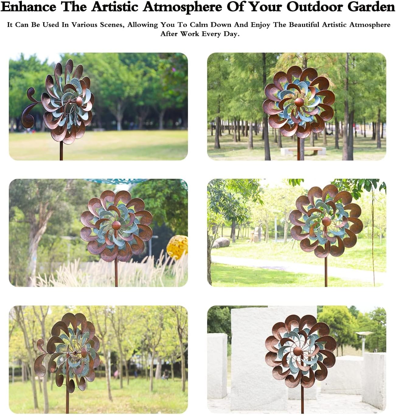 Molinillo de viento para decoración de jardín al aire libre, molinillos de viento para patio y jardín, esculturas de viento de cobre de 84 pulgadas
