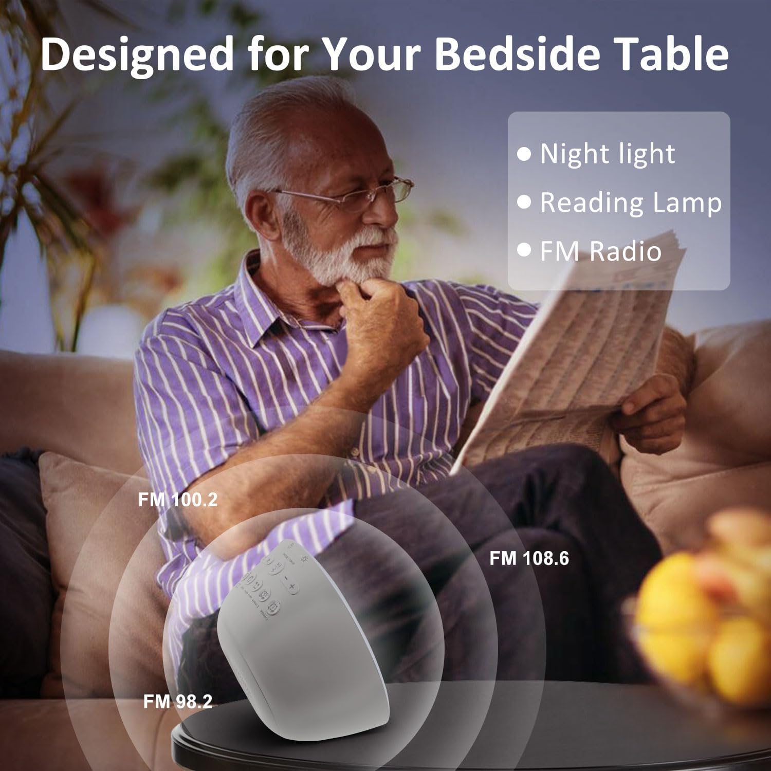 Reloj despertador con luz, altavoz Bluetooth, sonidos naturales, para niños, personas que duermen mucho