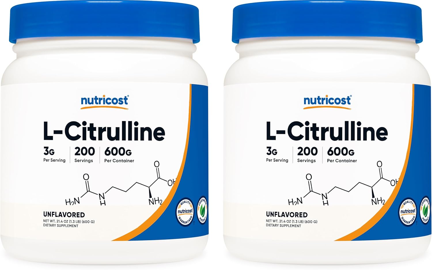 Nutricost L-citrulina pura (base) en polvo (21.16 oz) (2 botellas)