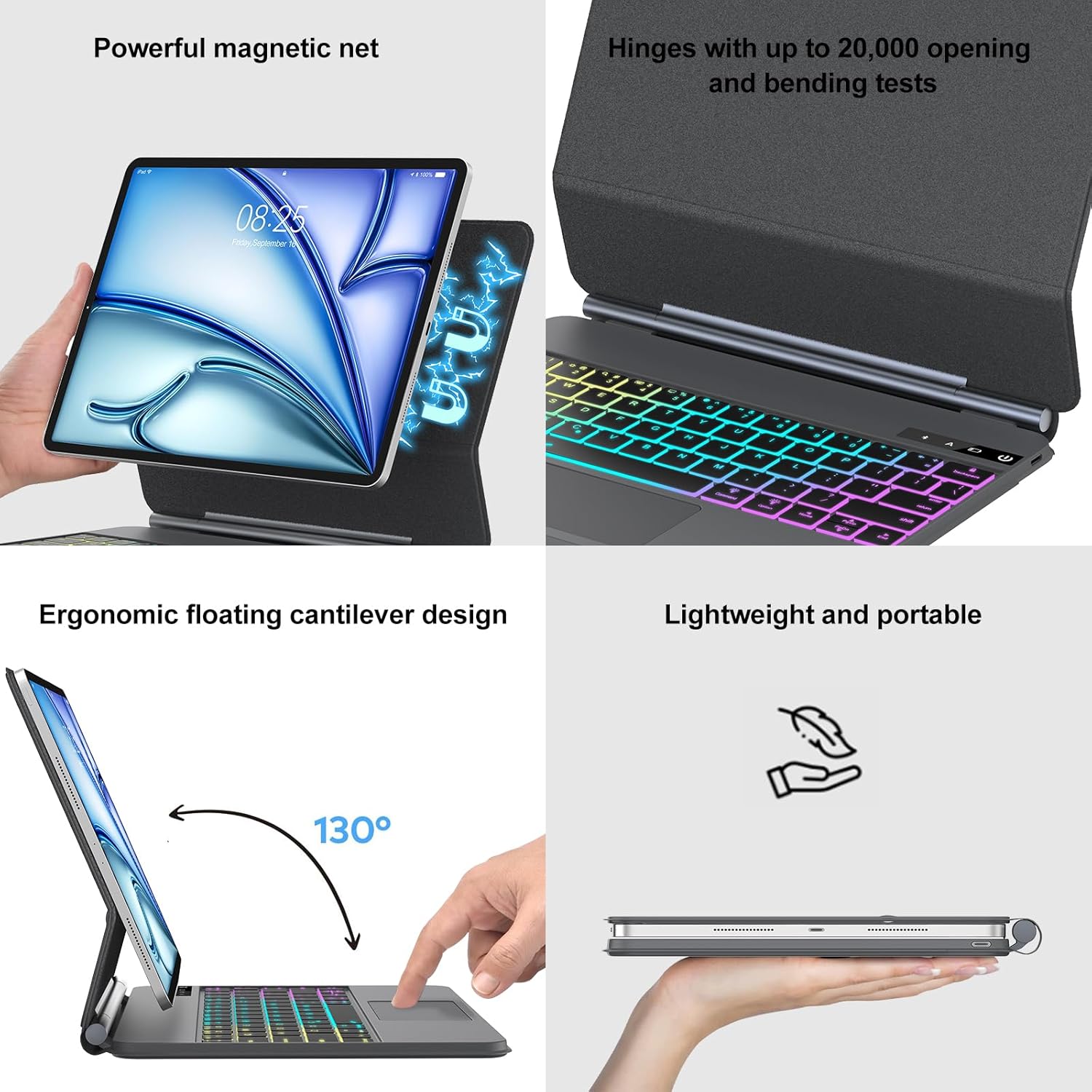 Magic Keyboard Funda para iPad Air de 13 pulgadas (M2, 2024), iPad Pro 12.9 (6543 generación) – Funda magnética para teclado con trackpad