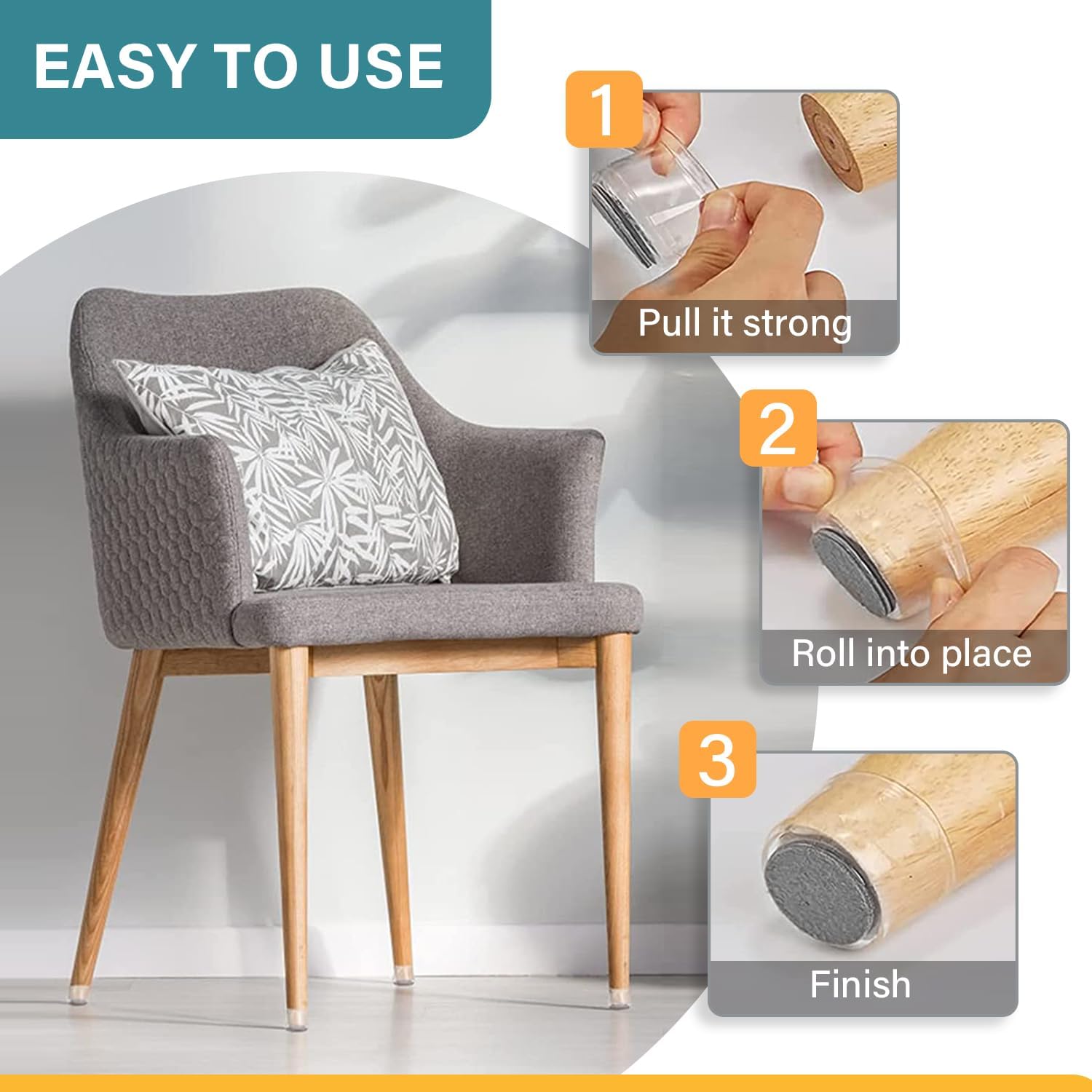 Protectores de suelo para patas de silla, 36 piezas de almohadillas de fieltro de silicona para patas de muebles, cubiertas para pisos de madera