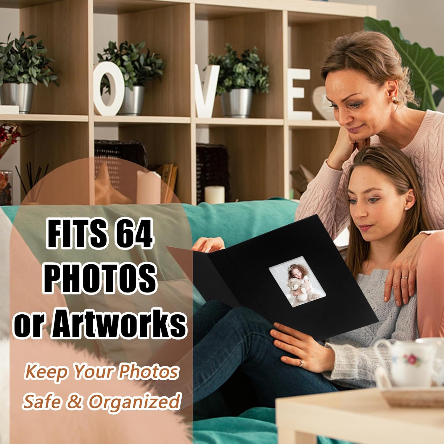 Aevdor Álbum de fotos de 11 x 14 pulgadas con capacidad para 64 fotos, portafolio de arte con cubierta de lino de 11 x 14 pulgadas, carpeta de arte