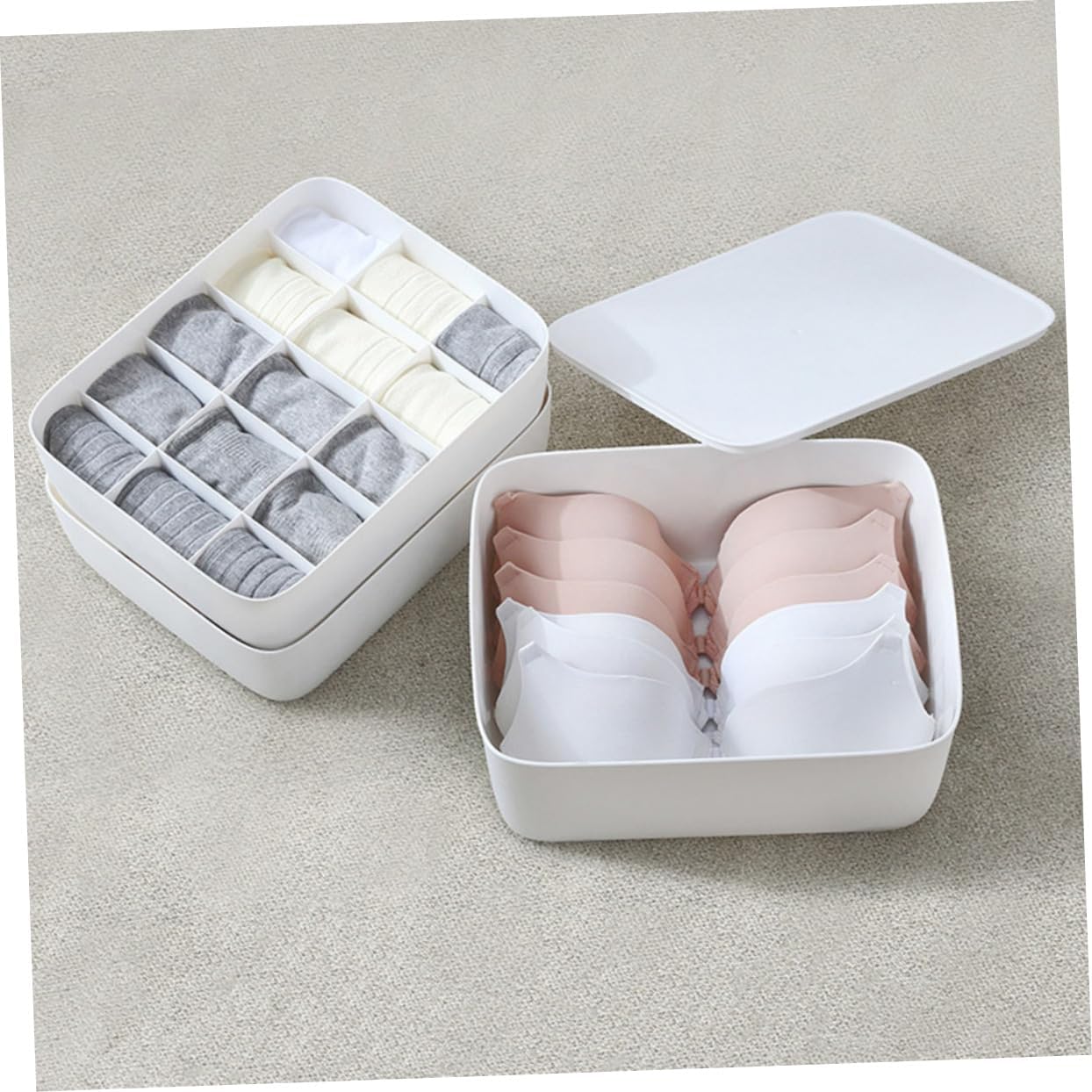 Holibanna Caja de 2 piezas de sujetador organizador cajón contenedor de almacenamiento apilable cesta de almacenamiento de ropa blanca