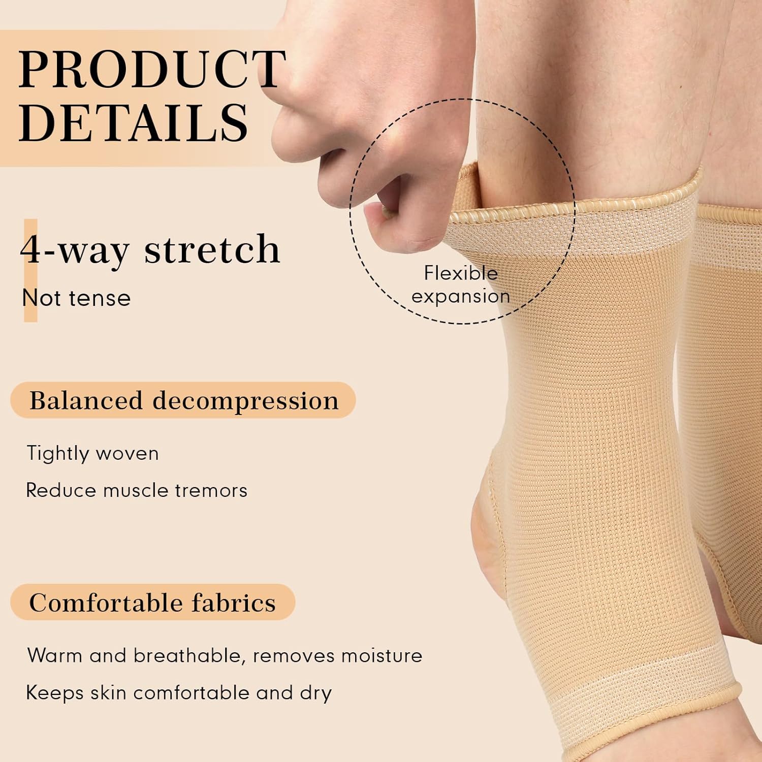 6 tobilleras de compresión transpirables para hombres y mujeres, calcetines de compresión de tobillo para hinchazón, fascitis plantar, esguince (XL)