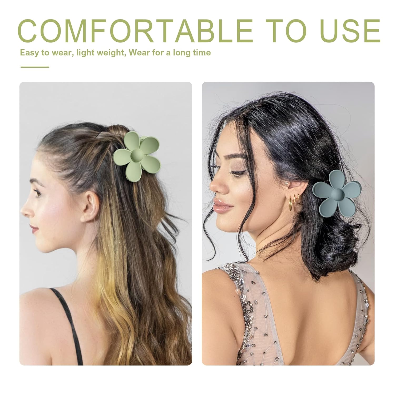 Paquete de 7 pinzas de flores, pinzas de pelo medianas para mujeres y niñas, bonitos clips de garra de margarita, pinzas de pelo mate para cabello