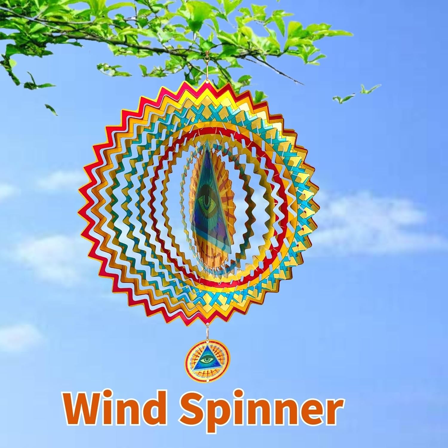 AlanBodo – Molinillo de viento cinético y escultura de ojo que todo lo ve, colgantes de metal de 12 pulgadas para decoración de patio y jardín,