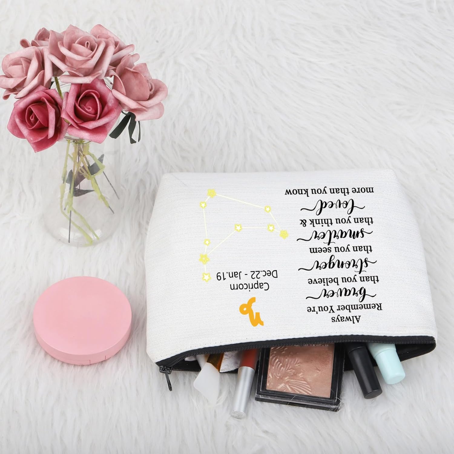 FUSTMW Regalos de astrología, bolsa de maquillaje de constelación, signo del zodíaco, regalos de cumpleaños, bolsa de cosméticos, regalos de
