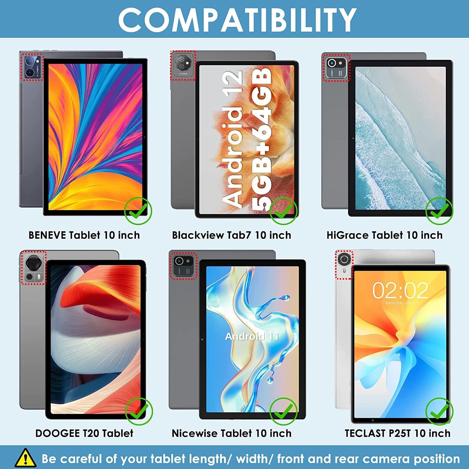 DETUOSI Funda para tablet Android de 10 pulgadas para Okaysea 10.1, Moderness 10.1, Blackview Tab 7 10.1, TCL TAB MAX 10.4, Novojoy 10.1, BaKEN