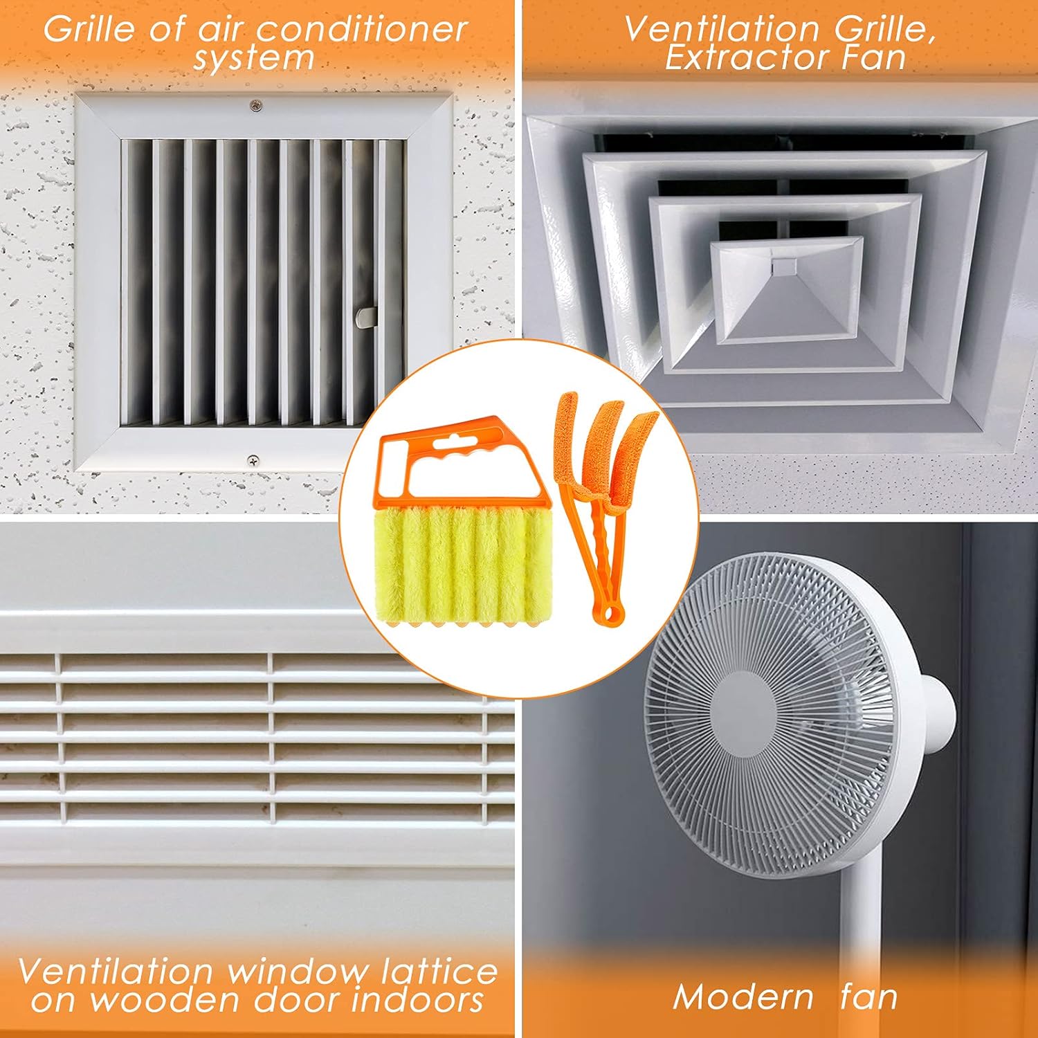 4 piezas de limpiador veneciano para ventanas, herramienta de limpieza de 7 dedos, cepillo limpiador de persianas y obturadores, limpiador de