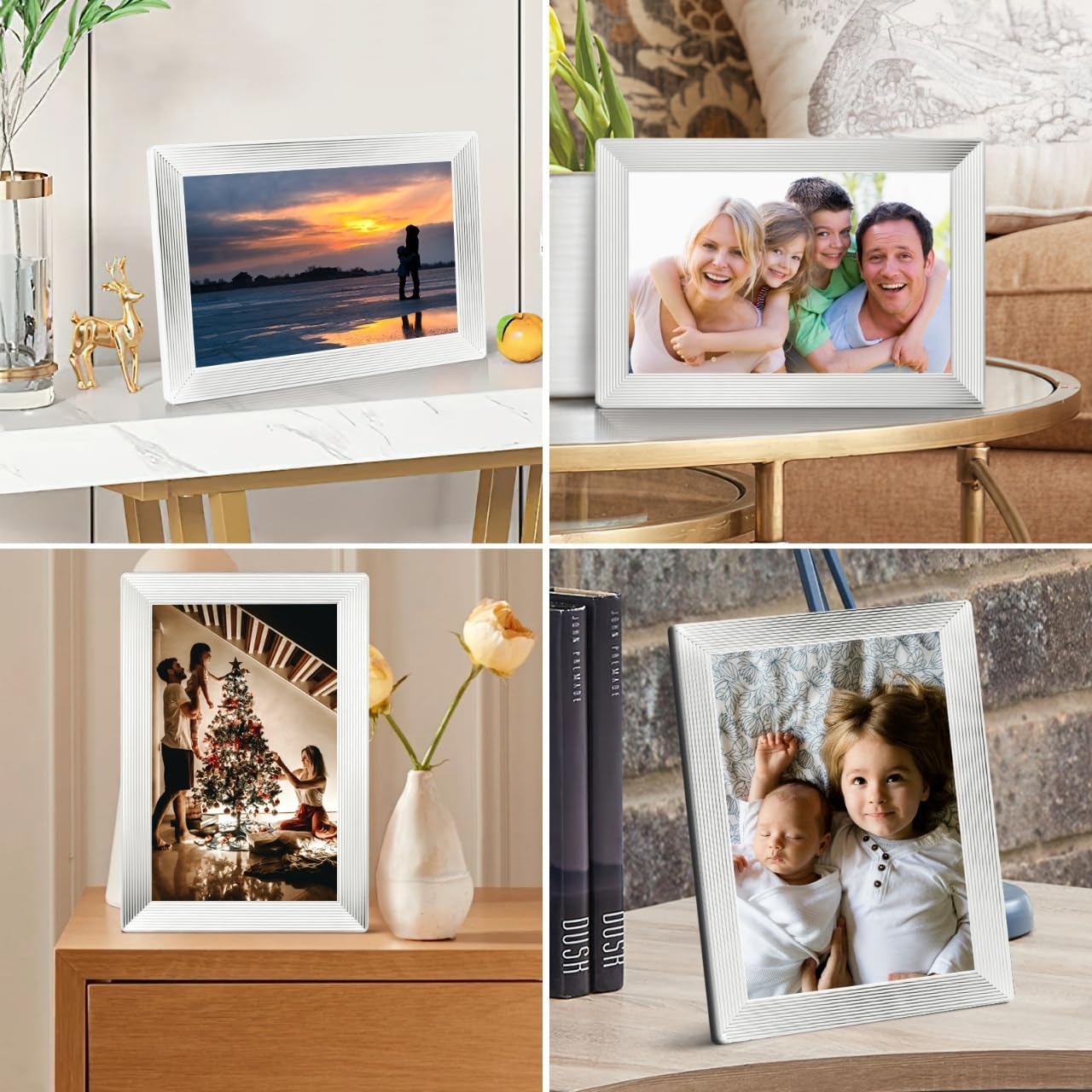 FRAMEO – Marco de fotos digital WiFi de 10.1 pulgadas, pantalla táctil HD IPS de 1280 x 800 con memoria interna de 32 GB, rotación automática, a