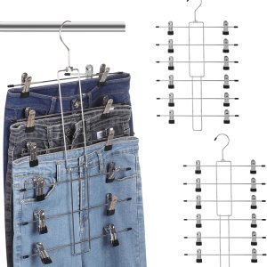 Paquete de 2 perchas para faldas, rotación de 360, 6 niveles, organizador de armario, perchas para ahorrar espacio con clips para pantalones, Paquete de 2 perchas para faldas, rotación de 360, 6 niveles, organizador de armario, perchas para ahorrar espacio con clips para pantalones,