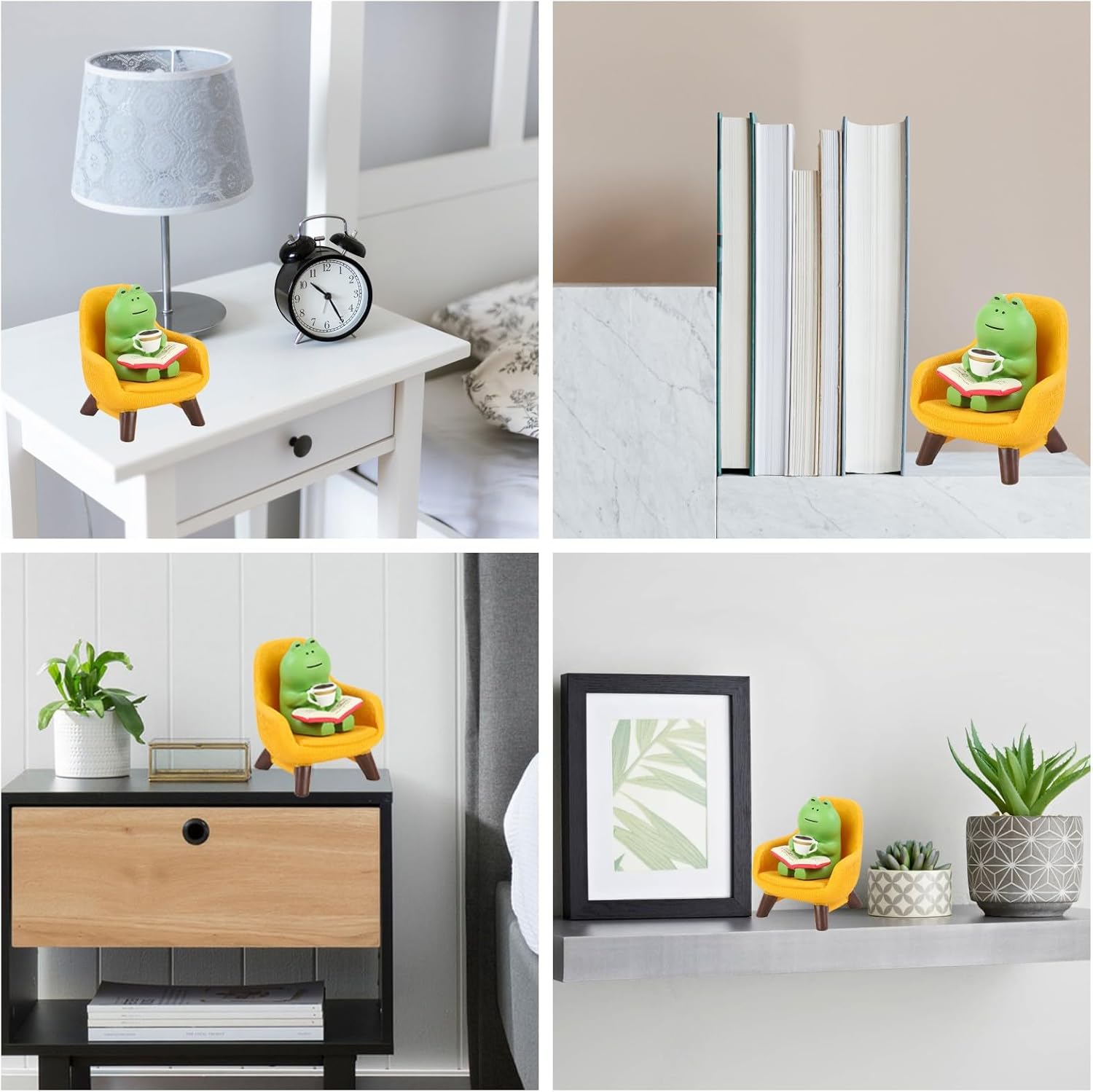 Figuras de estatua de rana en miniatura, decoración de escritorio, figura de rana, regalos temáticos para decoración de interiores para el hogar,