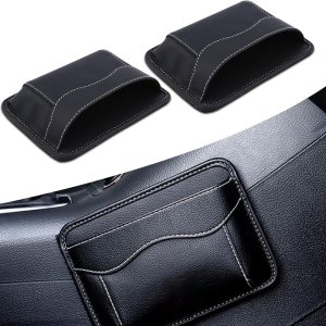 2 organizadores de espacio para asiento de automóvil, 6.69 x 4.72 pulgadas, de cuero totalmente bordado, impermeable, bolsa colgante de 2 organizadores de espacio para asiento de automóvil, 6.69 x 4.72 pulgadas, de cuero totalmente bordado, impermeable, bolsa colgante de