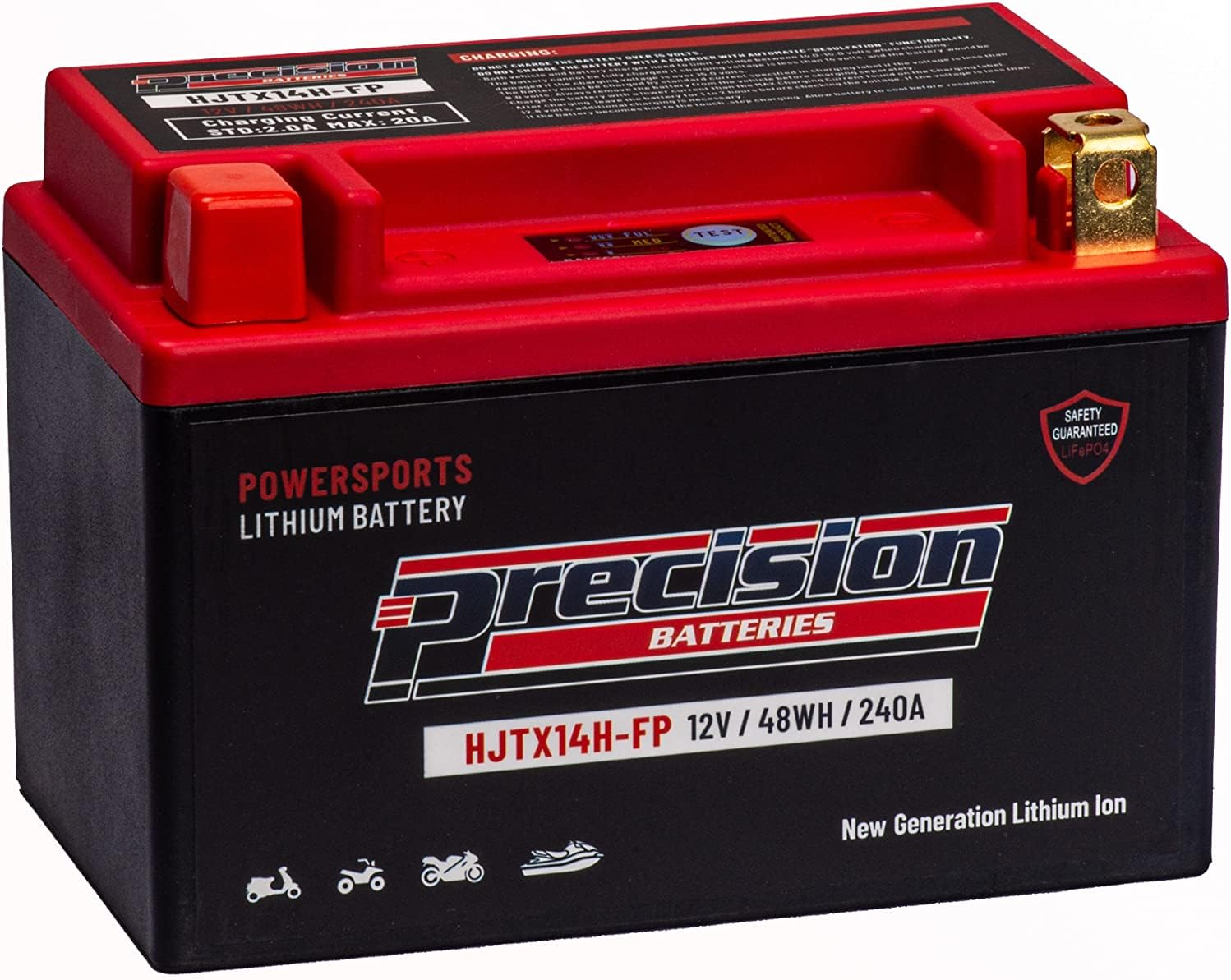 Precision HJTX14H-FP – Batería de iones de litio de repuesto para Moto Guzzi 750CC, V7, 2013-2020, 12 voltios, 48 WH 240 CCA