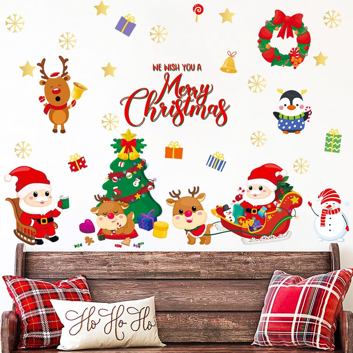 Calcomanías de pared de Navidad, calcomanías de pared de Navidad extraíbles, calcomanías de pared de Navidad, calcomanías de pared de Navidad,