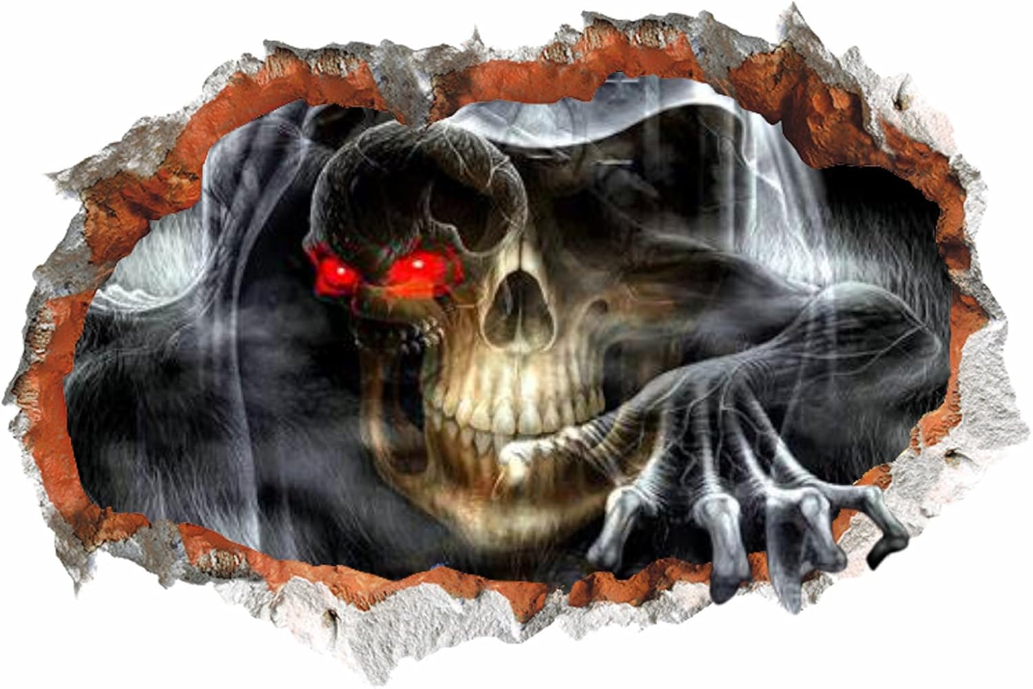 Lamkidle Calcomanías de pared de terror de Halloween, calcomanía de garra de fantasma, calcomanía 3D de romper paredes y calaveras, decoración