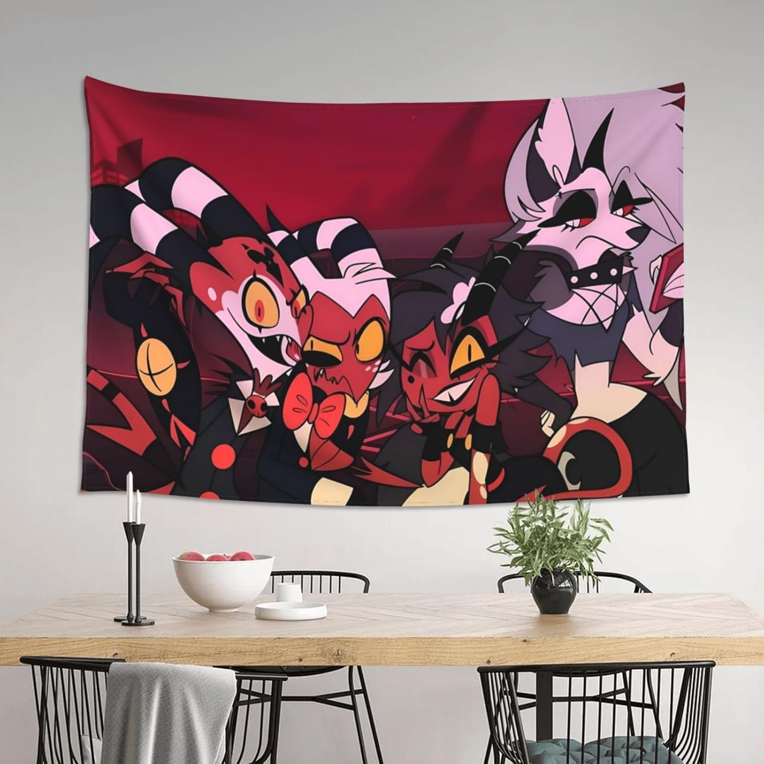 Helluva Boss Tapiz ondulado para colgar en la pared, decoración del hogar, manta de pared para dormitorio, sala de estar, dormitorio, póster (60 x