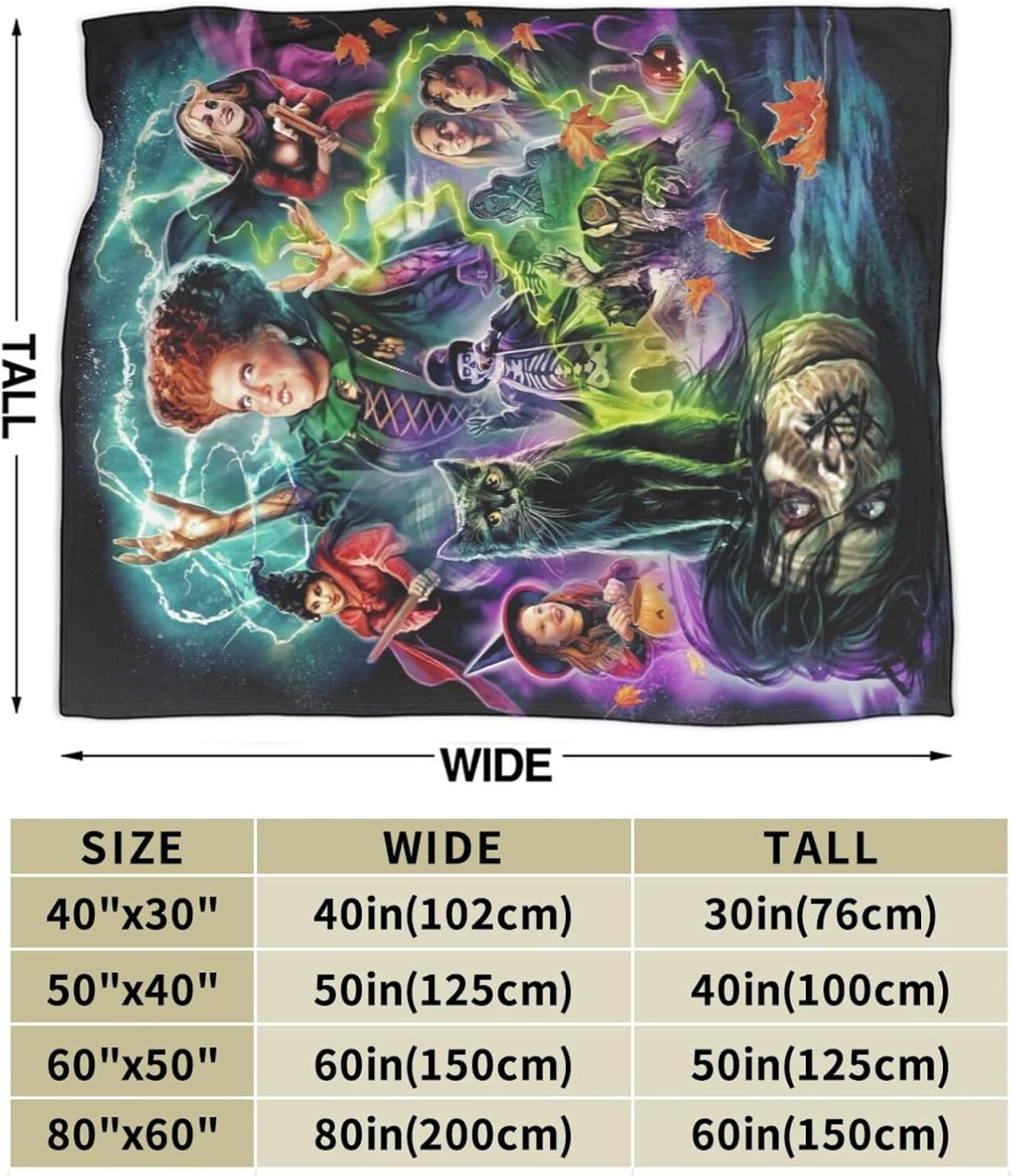 Manta de película de terror para decoración de Halloween, para las cuatro estaciones, para decoración del hogar, cálida y acogedora, manta suave y
