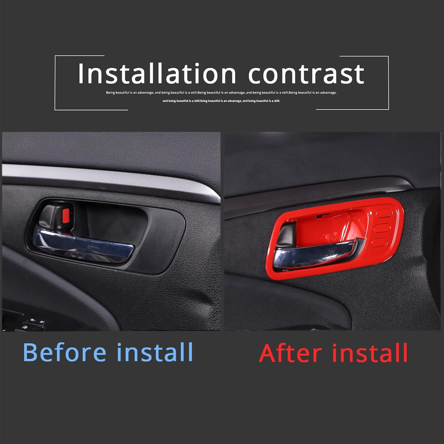 Cubierta interior de la manija de la puerta para Honda Pilot 2016-2022, 4 piezas de material ABS de material ABS protector del marco de la puerta