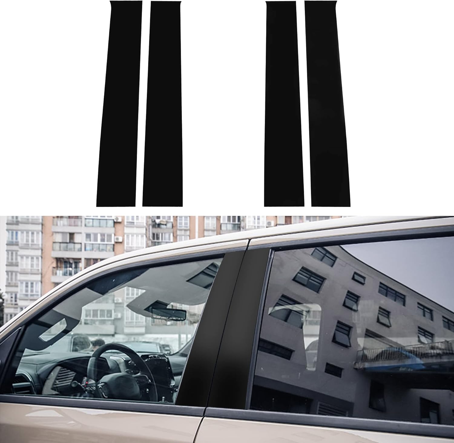 TOMALL Calcomanías de vinilo para poste de ventana de automóvil compatibles con Dodge Ram 1500 2500 3500 2009-2018, calcomanías de columna de