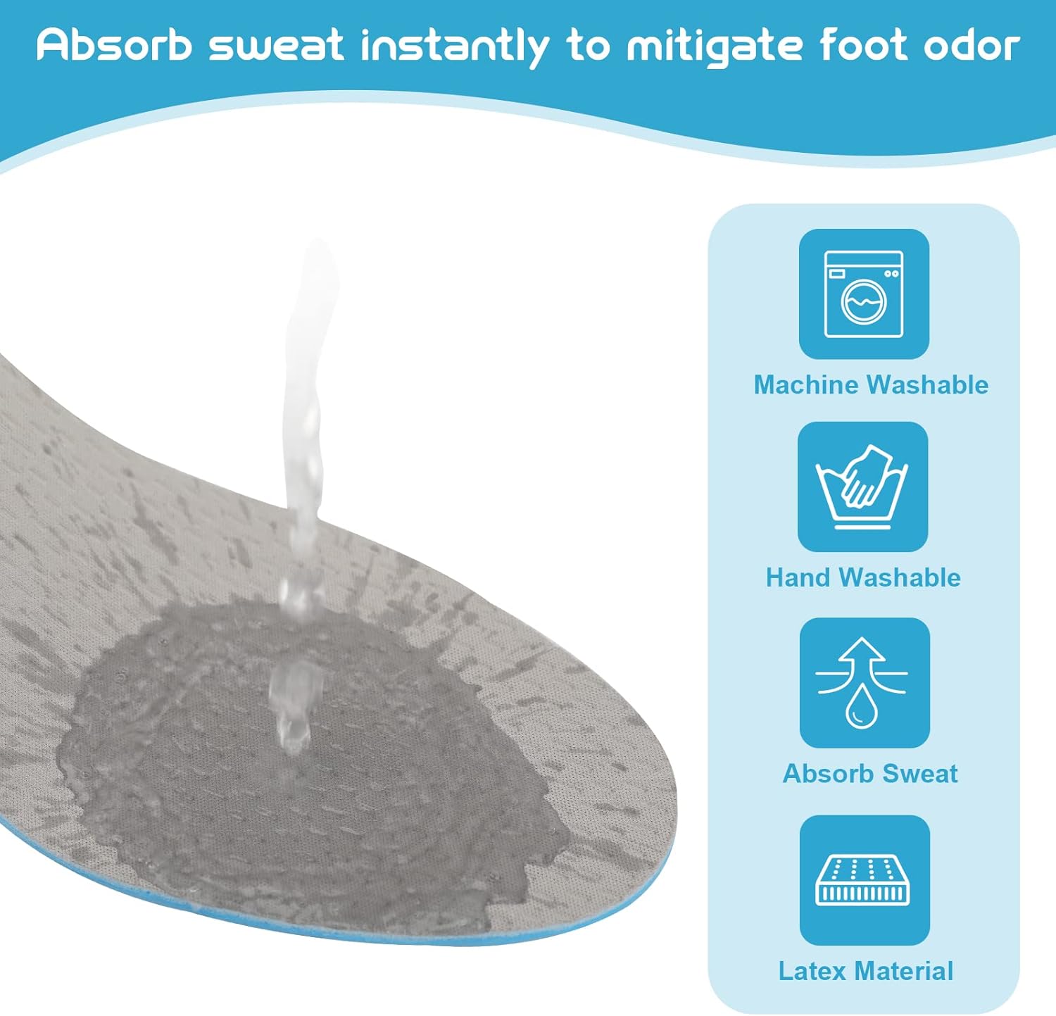 6 pares de plantillas finas para zapatos, plantillas de zapatos descalzos, plantillas de espuma viscoelástica de látex de tres capas, cortables y