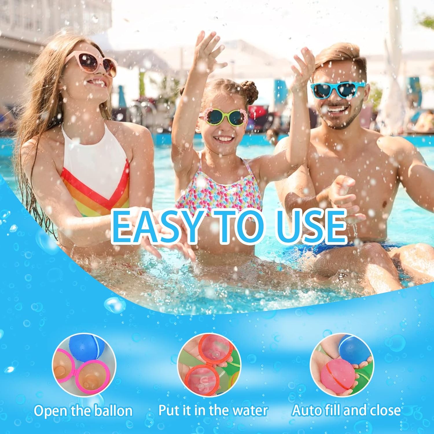 Globos de agua reutilizables para niños, bombas de agua magnéticas con autosellado, bolas de salpicaduras para peleas de agua, juguetes al aire