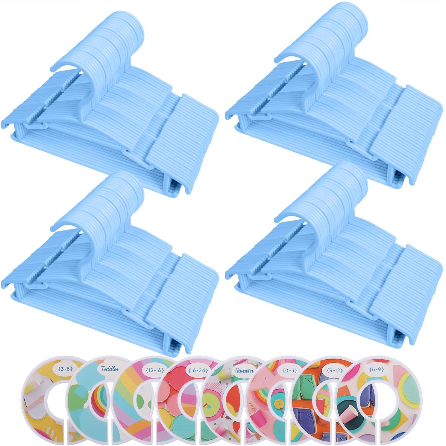 GoodtoU Perchas de bebé para armario, perchas para niños, perchas para guardería, perchas para bebés, color azul, paquete de 100 unidades