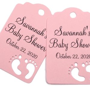 Personalized Baby Shower Thank You Tags with Baby Feet Cut Out, Set of 12 (Baby Pink) Personalized Baby Shower Thank You Tags with Baby Feet Cut Out, Set of 12 (Baby Pink)