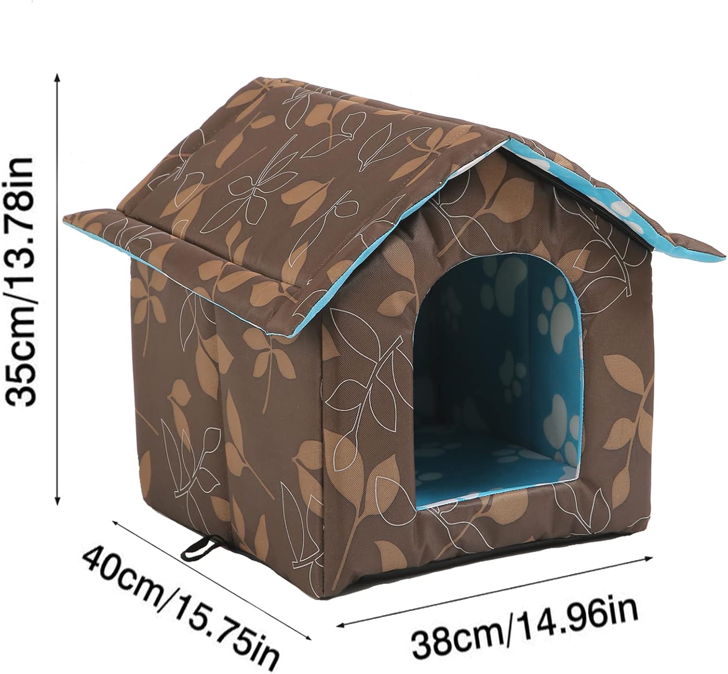 Casa para gatos al aire libre, casa para gatos con cortina transparente, refugio para gatos callejeros (Shabby Chic, casas medianas)