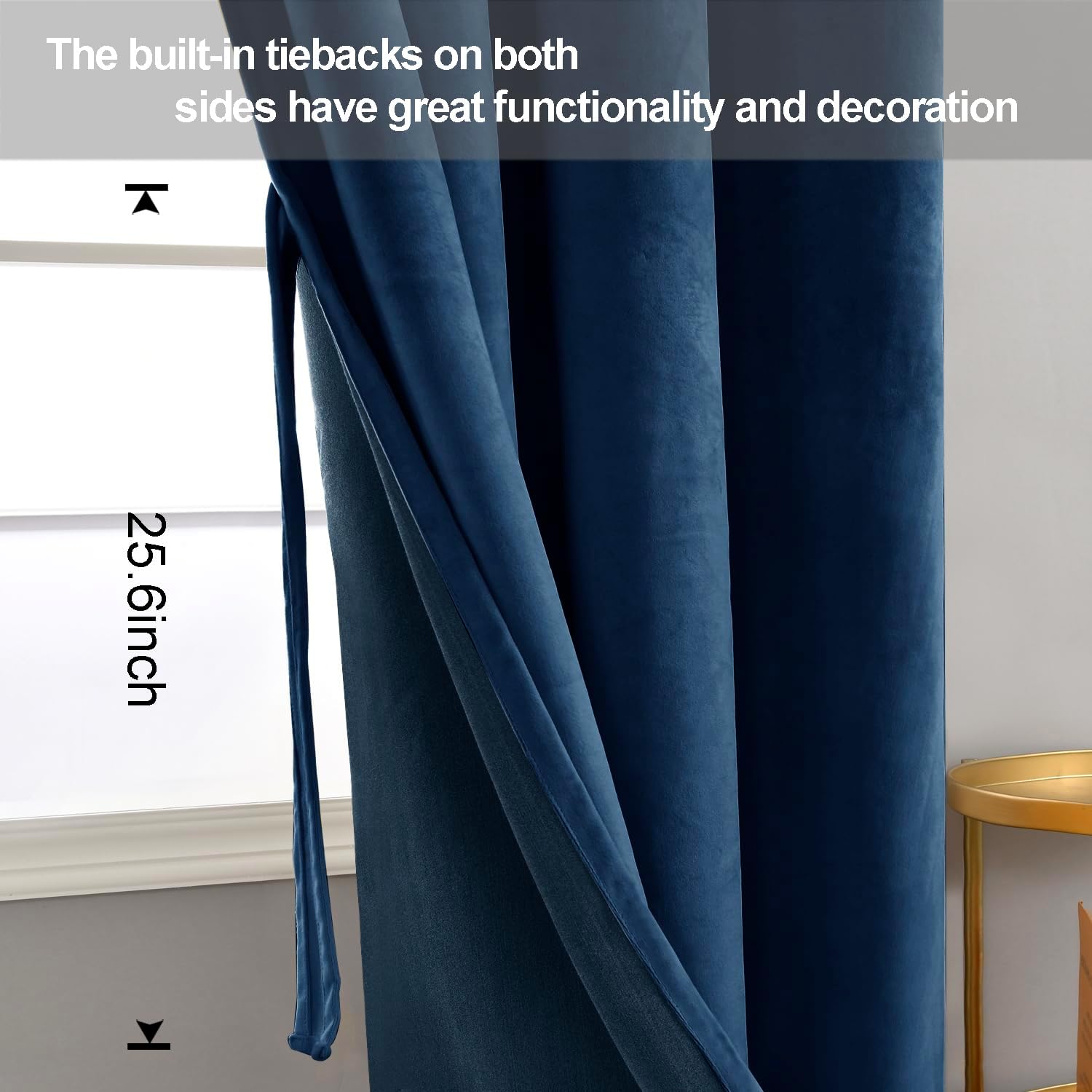 JIUZHEN Cortinas de terciopelo azul marino de 96 pulgadas de largo para sala de estar, con aislamiento térmico, para oscurecer la habitación, con