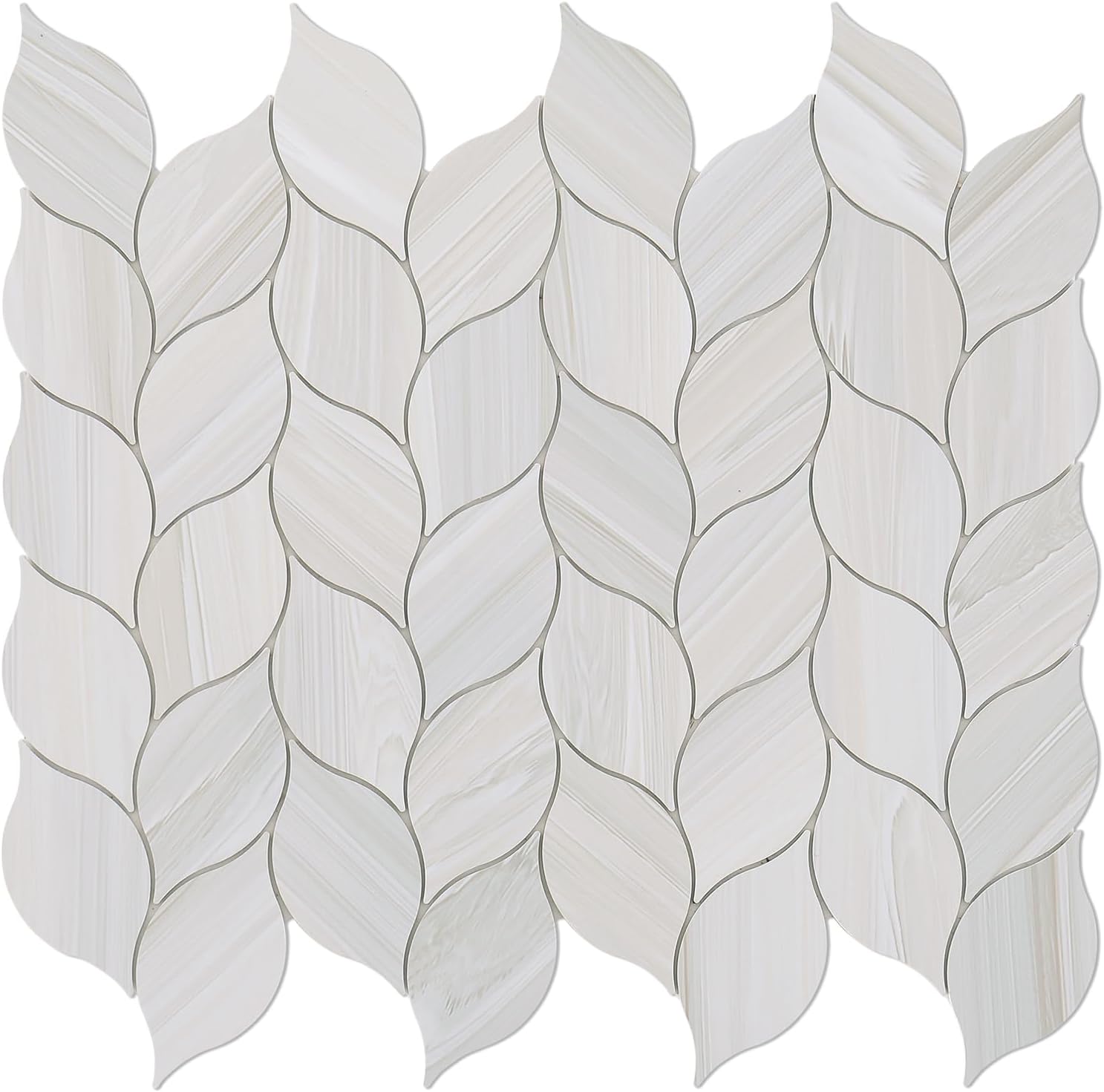 Azulejo autoadhesivo de 10 hojas para cocina, mosaico autoadhesivo en forma de hoja de PVC, azulejos de pared de metal mixto con huecos (hoja beige)