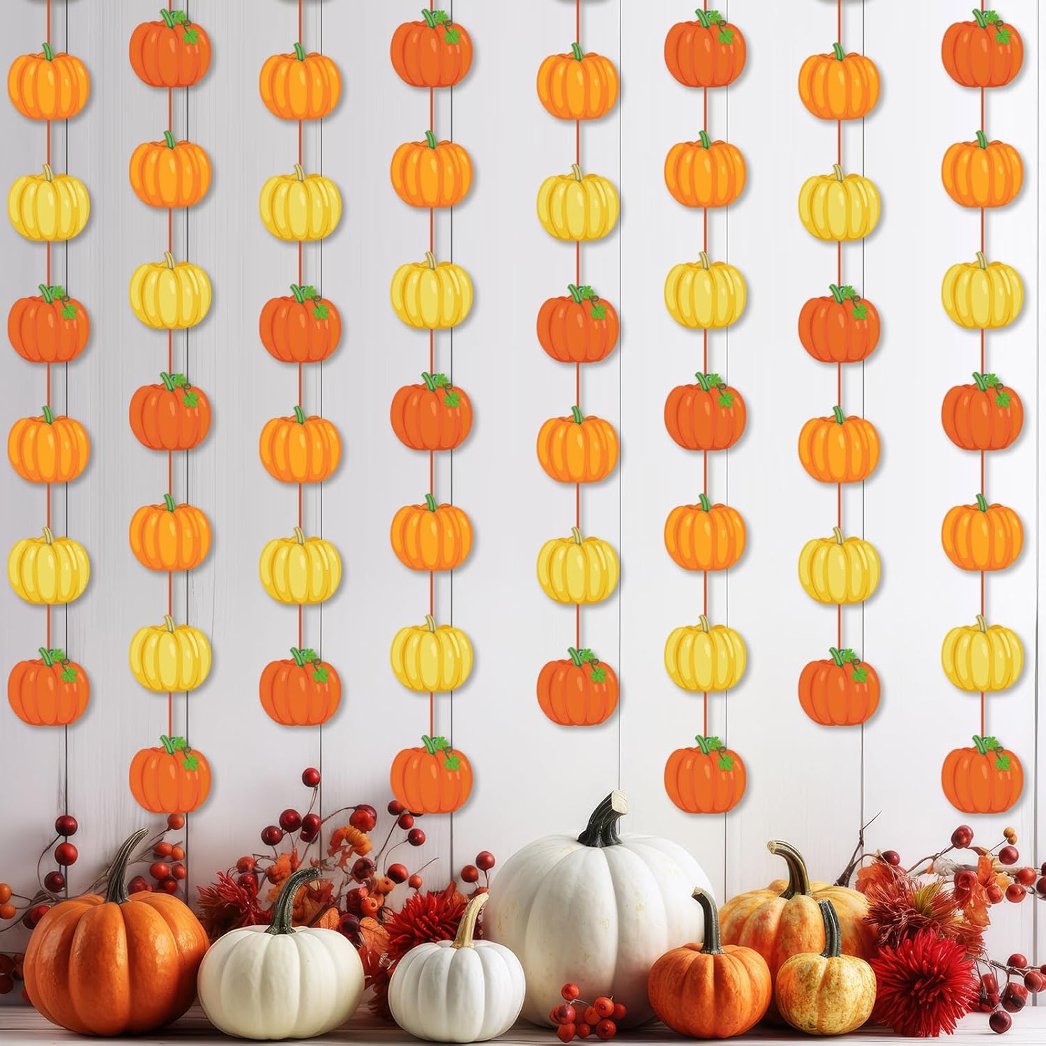 Ceenna 8 piezas de decoración de Acción de Gracias, decoración de otoño, guirnalda de calabaza, pancarta de otoño, recortes de papel, serpentinas,