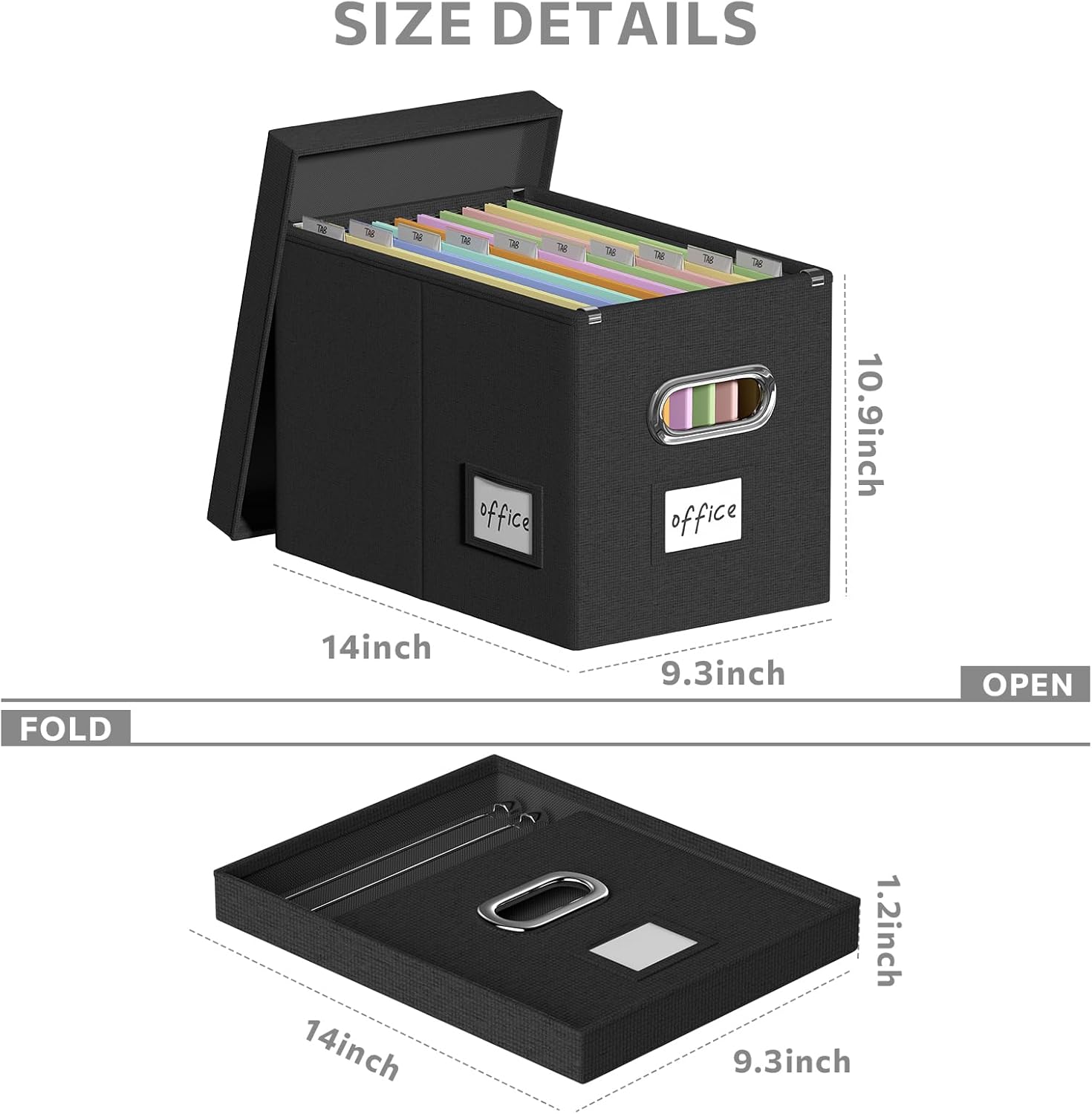 Archivador colgante con tapa, caja organizadora de archivos plegable de lino para carpetas colgantes, cajas de almacenamiento decorativas para