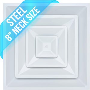 24 x 24 pulgadas de techo de acero con barra en T, difusor de suministro de aire de 2 x 2 pulgadas con redondo de 8 pulgadas tamaño del cuello – 3 24 x 24 pulgadas de techo de acero con barra en T, difusor de suministro de aire de 2 x 2 pulgadas con redondo de 8 pulgadas tamaño del cuello – 3