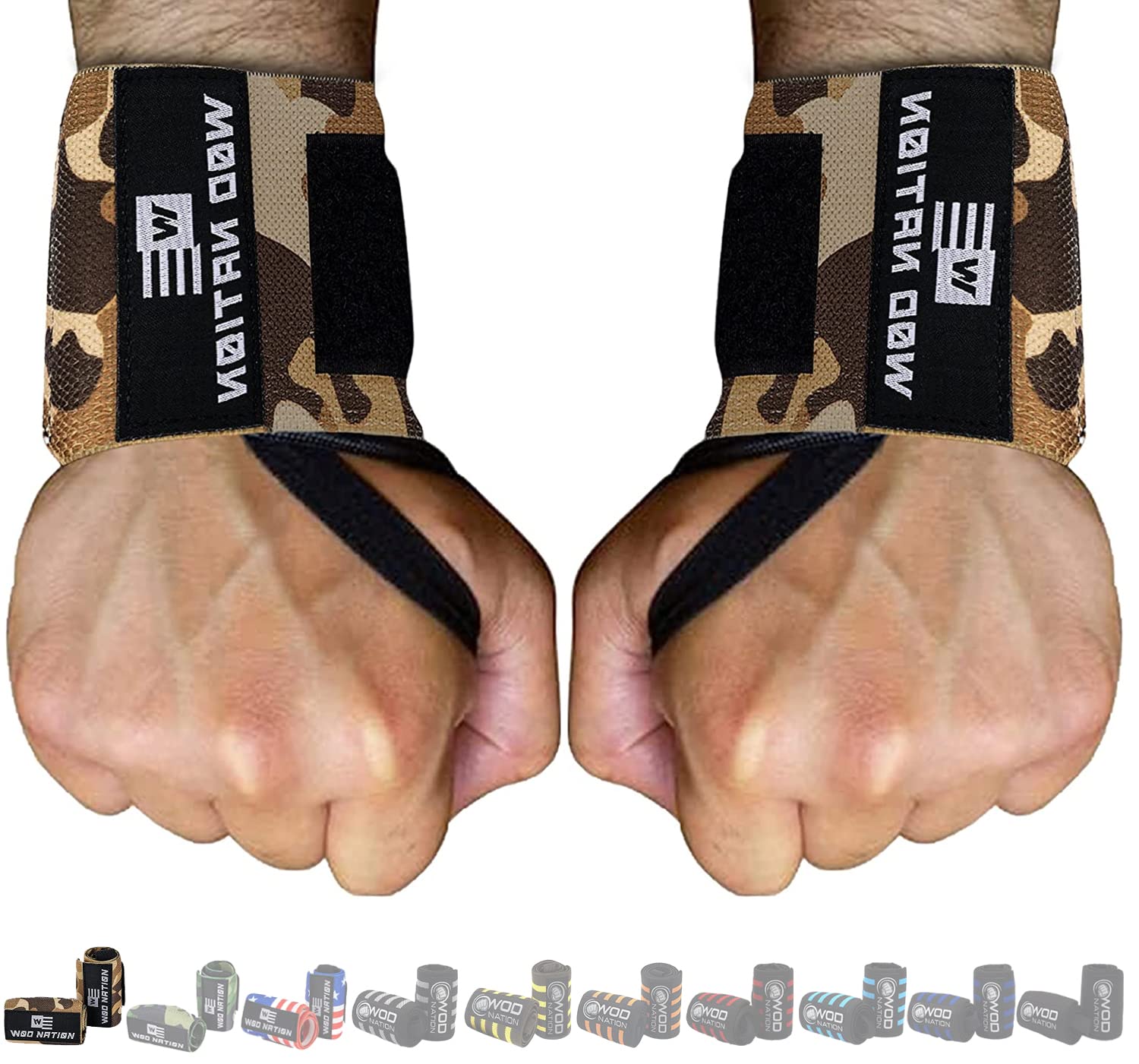 WOD Nation Muñequeras y correas para gimnasio y levantamiento de pesas (18 pulgadas), muñequeras esenciales para levantamiento de pesas y correas de