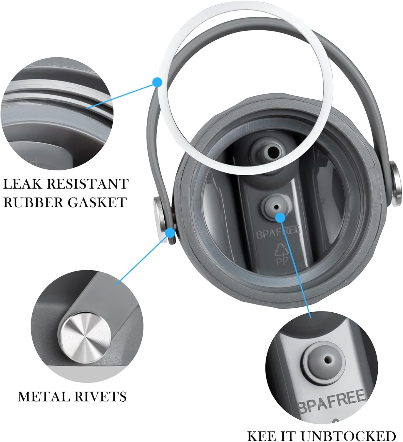 Tapa de popote compatible con Hydro Flask de boca ancha de 12, 16, 18, 32, 40 onzas, tapas con popote para accesorios de botellas de agua, tapa de