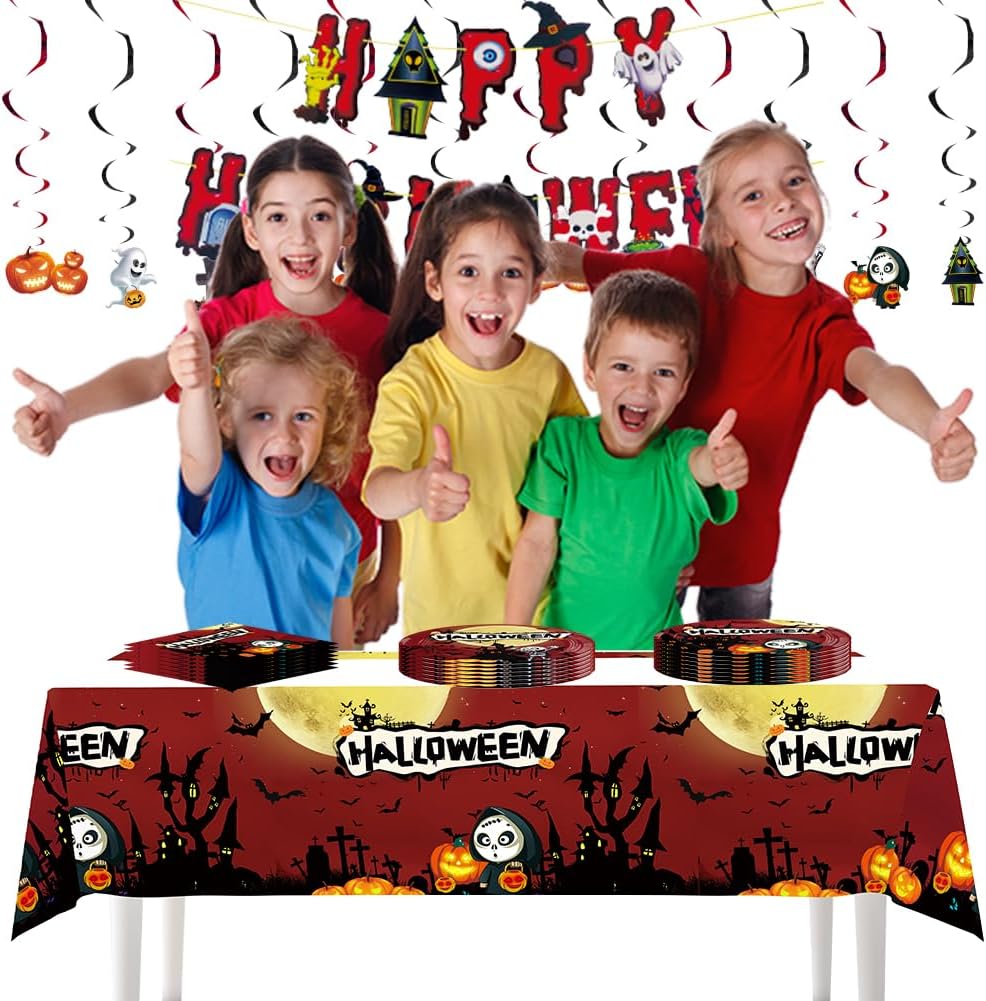 Egami 2 manteles de fiesta de Halloween, suministros de mesa de Halloween, decoración de Halloween, 70 x 42 pulgadas, para suministros de fiesta de