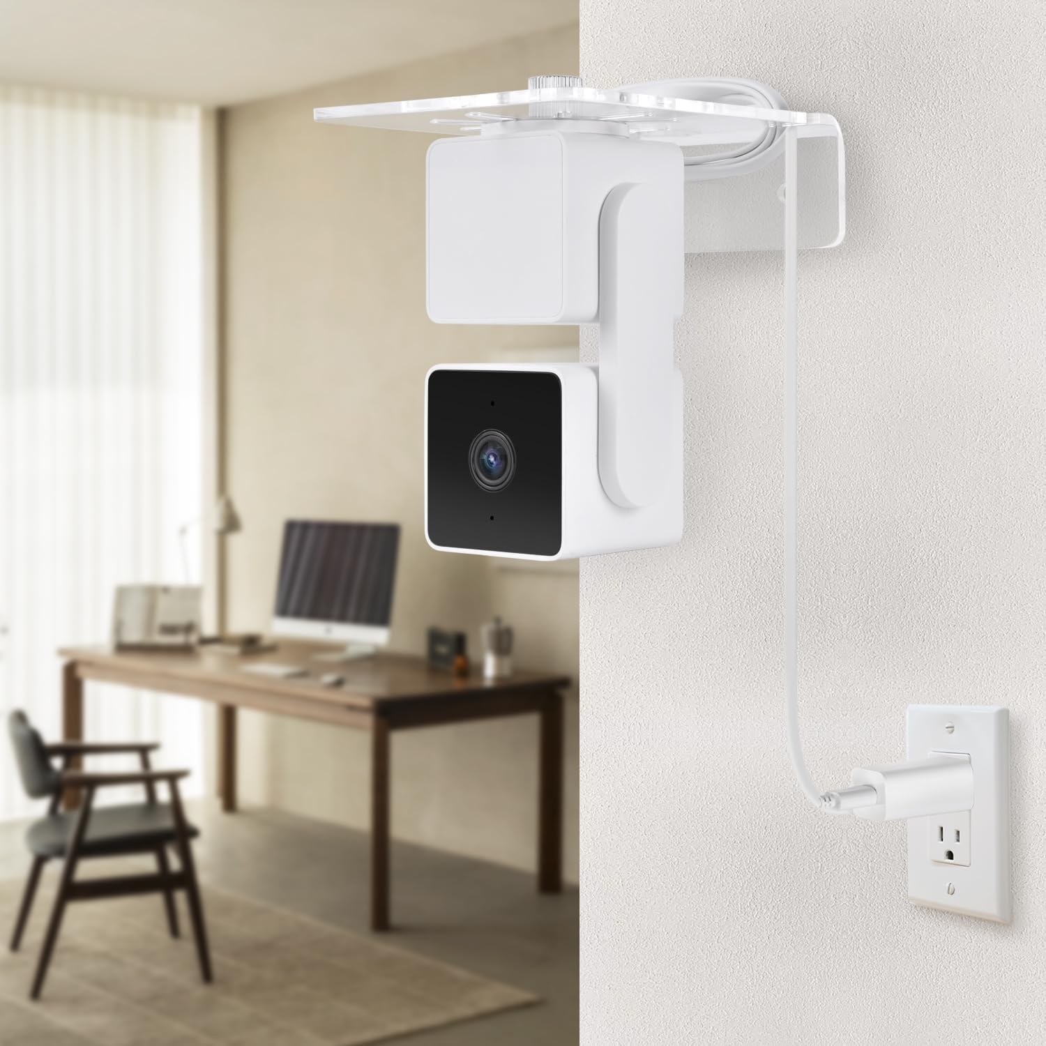 Paquete de 2 soportes de pared transparentes compatibles con Wyze Cam Pan V3, Wyze Cam Pan V2, soporte de montaje acrílico giratorio de 360 grados