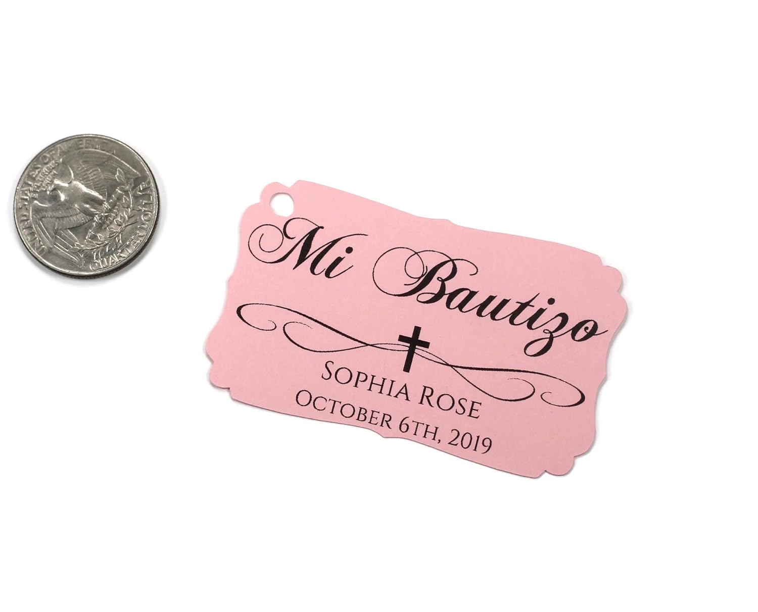 Personalized Mi Bautizo Favor Tags (Set of 12) (Light Pink)