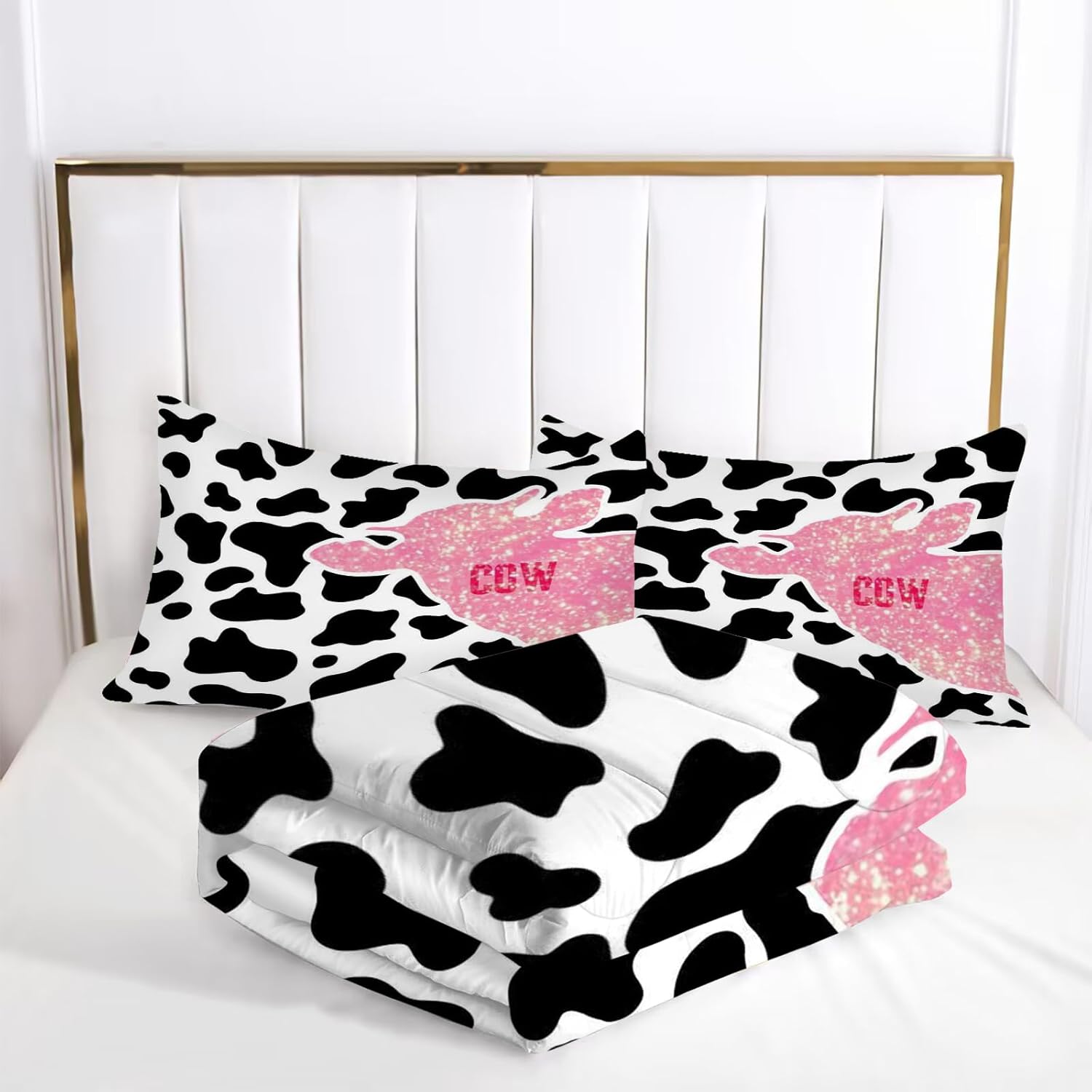 Juego de ropa de cama con estampado de vaca, juego de edredón de 2 piezas con 1 edredón y 1 funda de almohada para niñas, niños, adolescentes y