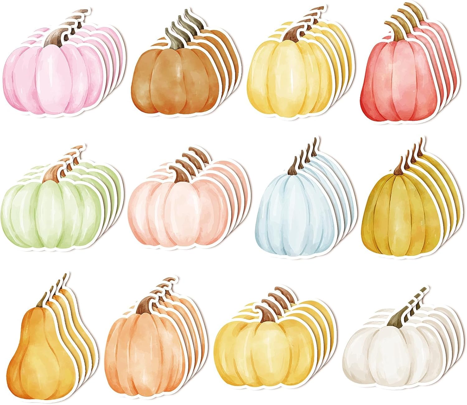 48 notas adhesivas de calabaza bohemia con forma de calabaza de acuarela colorida autoadhesivas, extraíbles, notas de estudio para escuela, oficina,