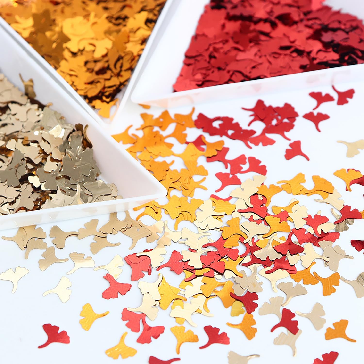 Acción de Gracias, otoño, 3D, Ginkgo Biloba, lentejuelas con purpurina, 6 colores mezclados de hojas de otoño con purpurina para uñas de otoño para