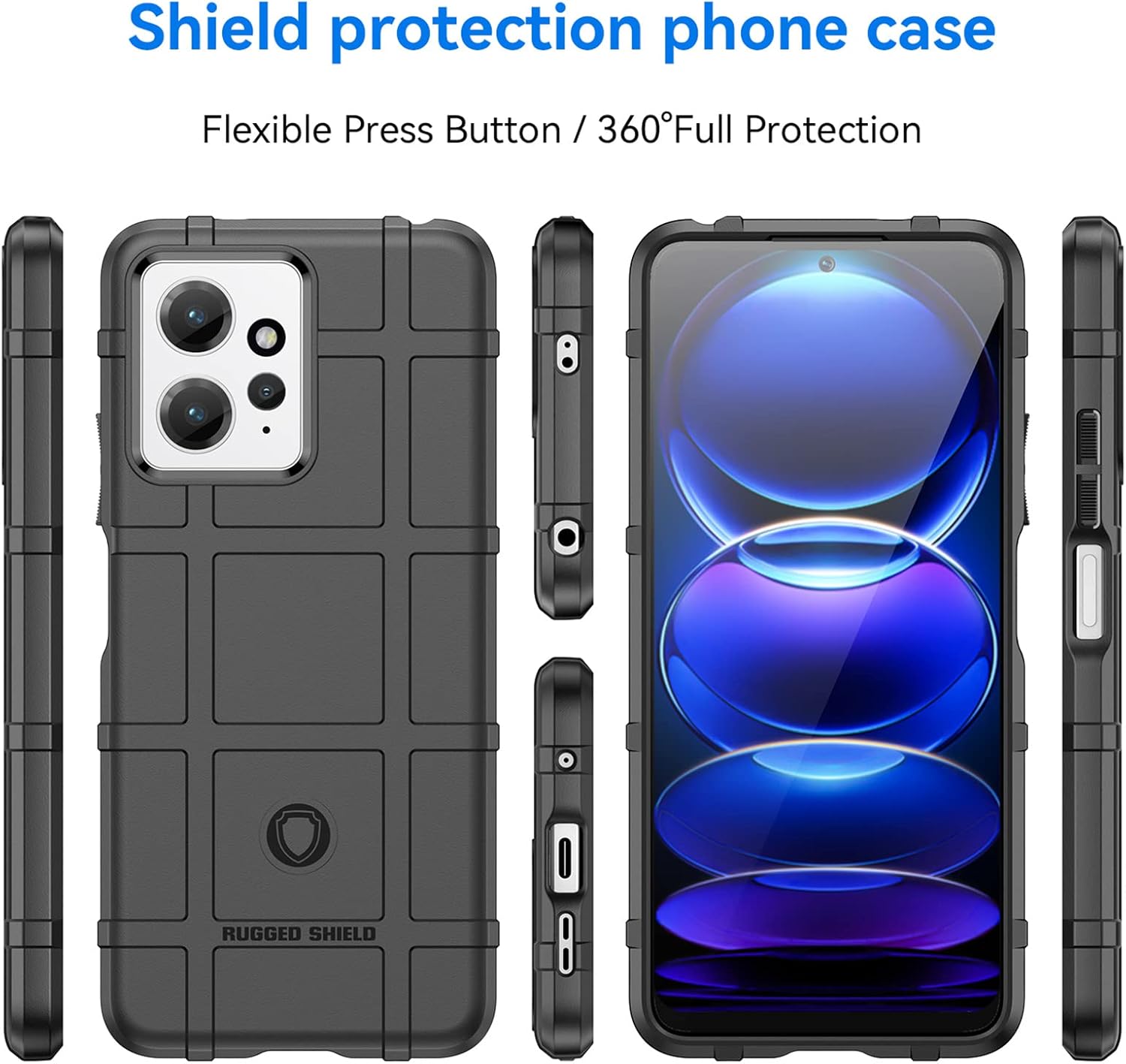 Ysnzaq Funda resistente duradera de grado militar para Xiaomi Redmi Note 12 4G (no 5G), ultra delgada TPU suave a prueba de golpes Funda protectora